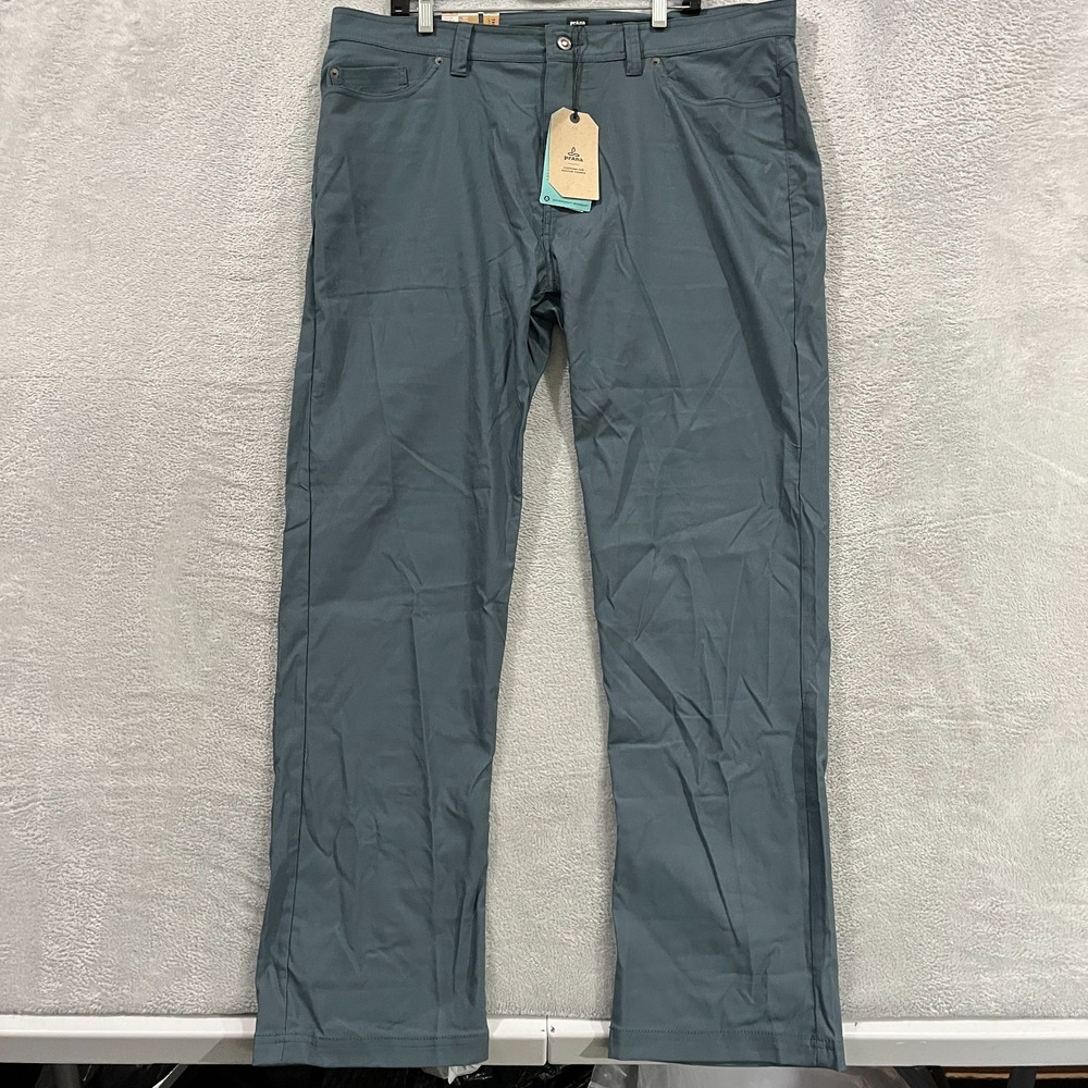 Prana‎ Brion Pants Mens 40x32 Standard Gray Blue Nylon Stretch Gorpcore Hiking
